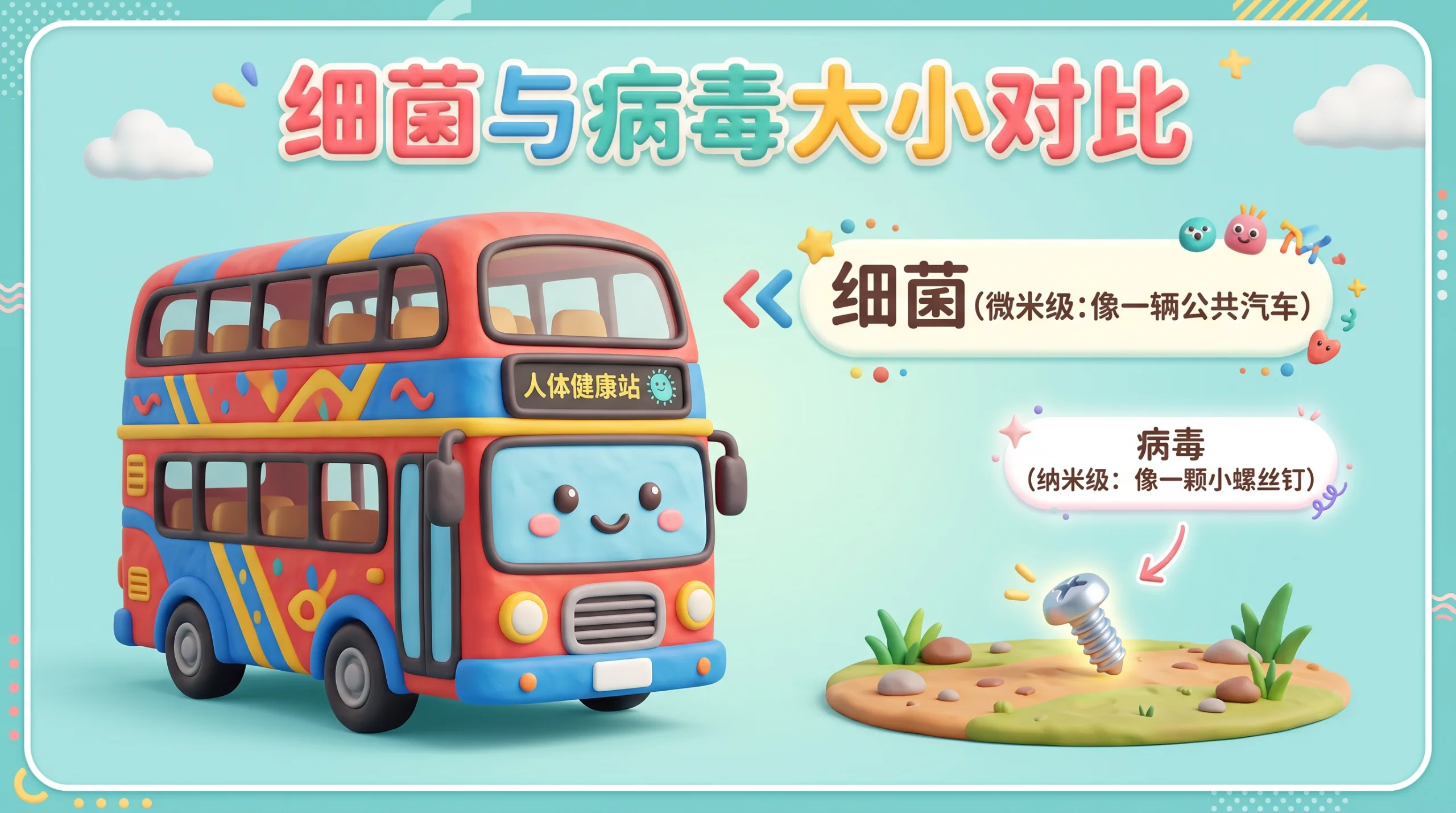 细菌与病毒大小对比图